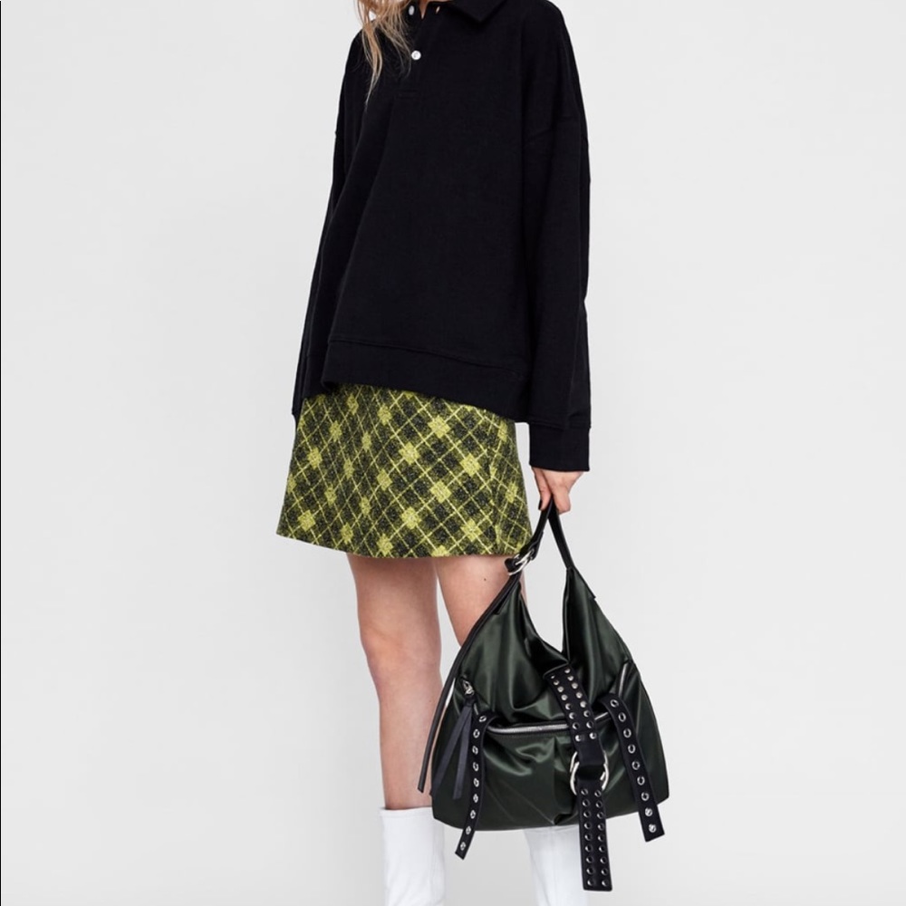 YELLOW SPARKLY PLAID MINI SKIRT